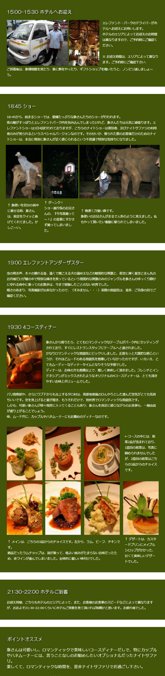 エレファントサファリパーク、ナイトサファリの体験ルポの説明２